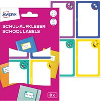 Label, paper, school, 68x46 mm, hand-writable, AVERY ZWECKFORM, funny, 8 labels/pack